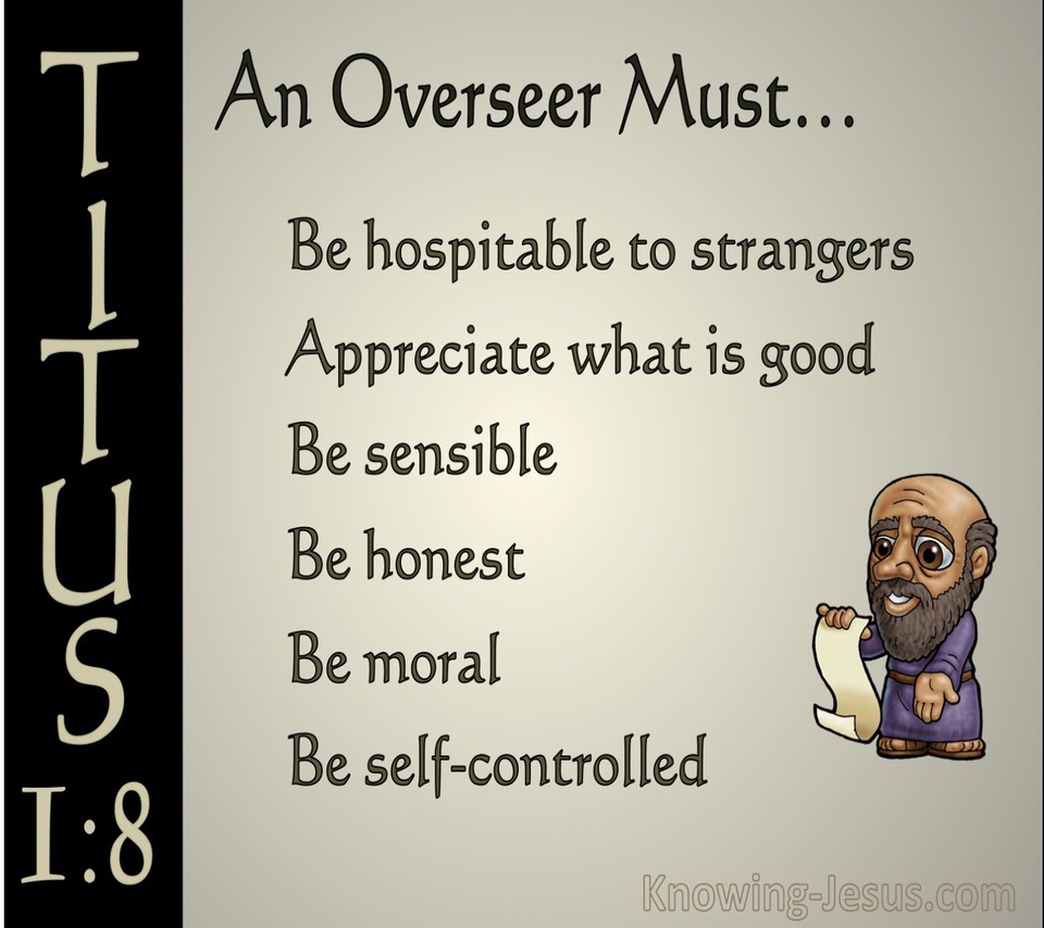 Titus 1:8 An Overseer Must Be Hospitable (gray)
